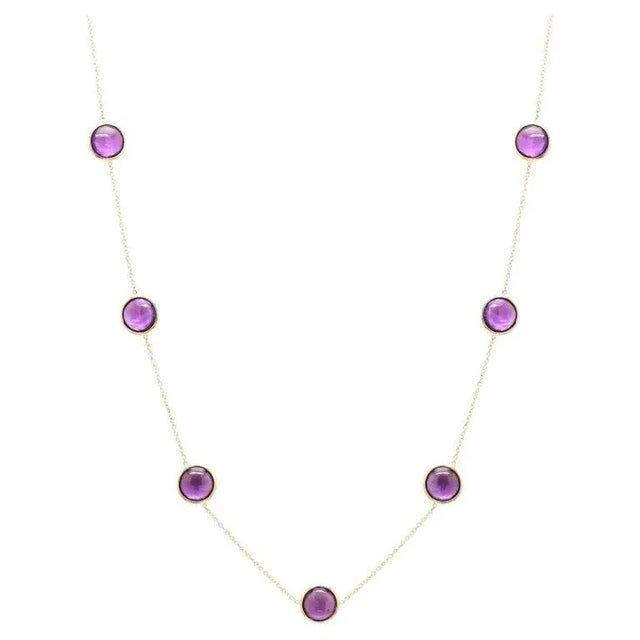 Not Yet Made - Made To Order 16 Carat Round Amethyst Studded Station Necklace in 18k Gold For Sale - Image 5 of 10