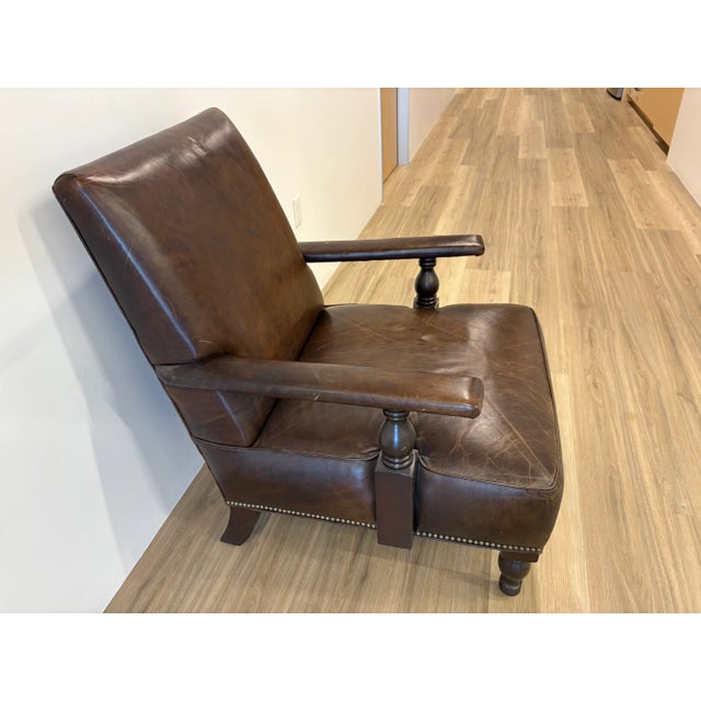 Traditional Brown Leather Terrington Chair by Postobello For Sale - Image 3 of 4