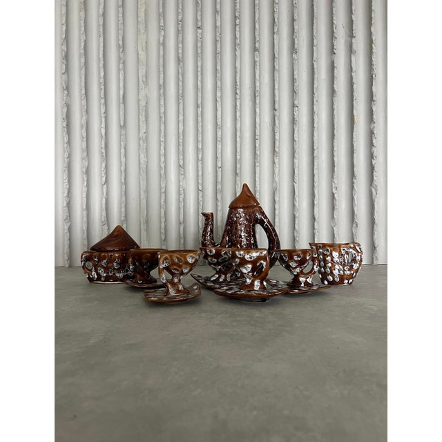 Coffee Set, Vallauris, France, Set of 8 For Sale - Image 9 of 10