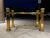 Heavy brass regency console table having pine cone finial center of lower x-stretcher, “base only” not with original glass...