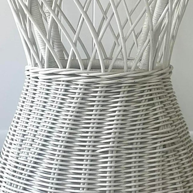 Late 20th Century Vintage Coastal Rattan Dining Table Pedestal For Sale - Image 10 of 16