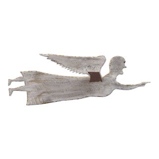 Vintage Rustic Wooden Angel For Sale