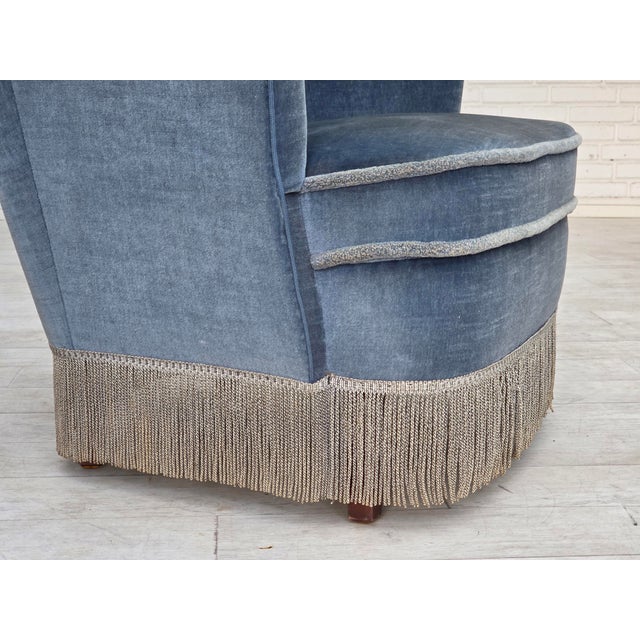 Vintage Danish Lounge Chair in Furniture Velour and Beech Wood, 1960s For Sale - Image 17 of 18