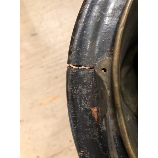 Mixed Wood Striped Vintage Planter With Copper Liner For Sale - Image 11 of 11