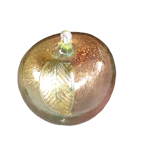 Mid 20th Century Vintage Mid 20th Century Murano Italian Art Glass Barbini Gold Flecked Apple For Sale - Image 5 of 5