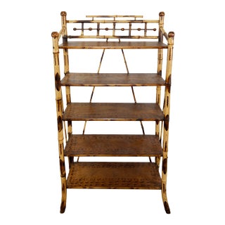 Burnt Tortoise Shell Finish Bamboo Bookshelf For Sale