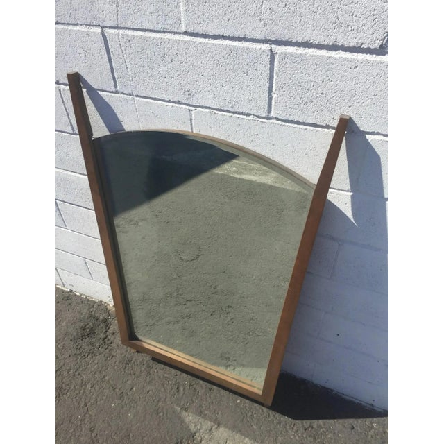 Mid Century Modern Walnut Wall Mirror - Vintage Boho Entryway Decor For Sale - Image 10 of 10