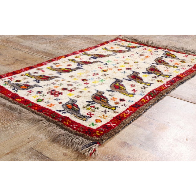 Ivory Vintage Persian Gabbeh Rug, 02'09 X 04'04 For Sale - Image 8 of 11
