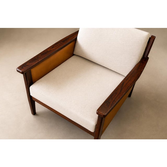 Brazilian Modern Armchair in Rosewood, Leather & Linen, Fatima, 1960s For Sale - Image 16 of 18