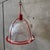 Mid-Century Modern Vintage Ribbed Holophane Pendant Lamp W/ Red Metal Frame #2 - Made in Canada For Sale - Image 3 of 9