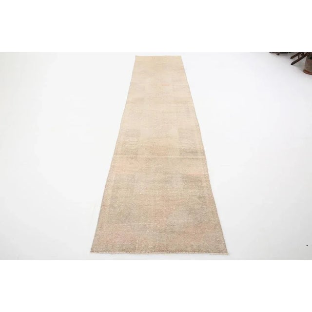 Vintage Runner Rug in Faded Beige For Sale - Image 6 of 12