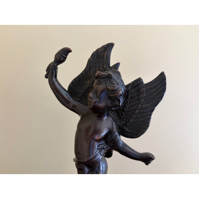 Late 20th Century Late 20th C. Decorative Crafts Bronze-Finish Winged Putto Sculpture For Sale - Image 5 of 11