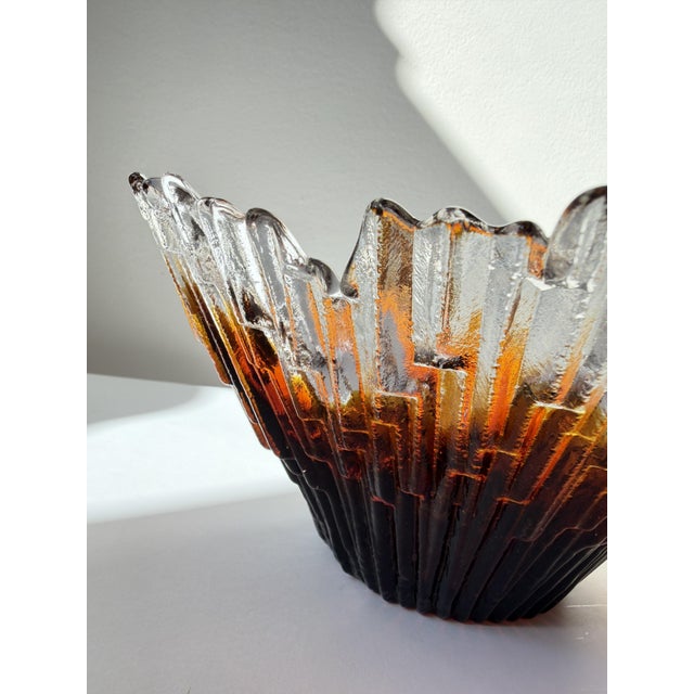 Amber Revontuli Bowl in Ice Glass by Tauno Wirkkala for Humppila, Finland, 1970s For Sale - Image 10 of 18