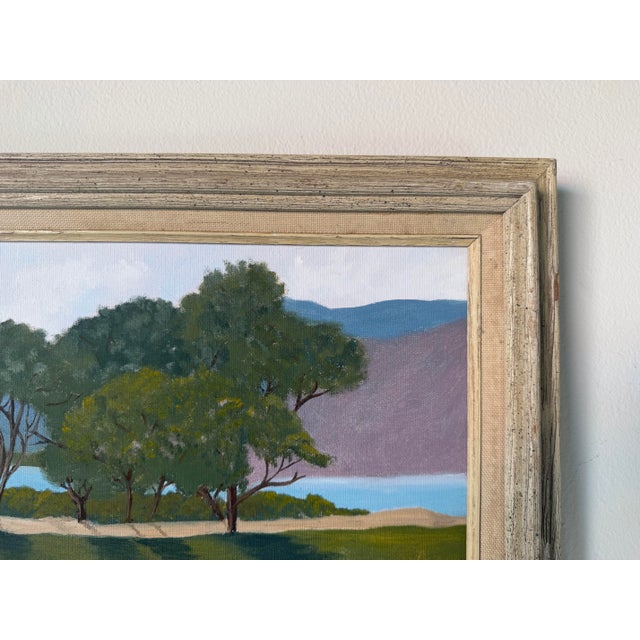 Wood 1980s Vintage Impressionist Landscape Oil on Canvas Painting, Wood Framed For Sale - Image 7 of 12