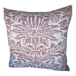 Pair of Pink & White Fortuny Style Patterned Textile Pillows For Sale