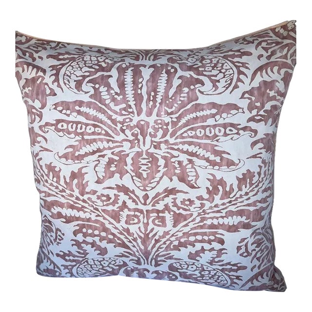 Pair of Pink & White Fortuny Style Patterned Textile Pillows For Sale