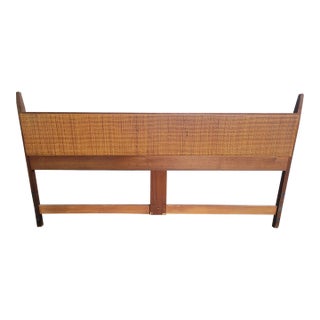 1960s King Walnut Headboard With Full Width Cane Insert by Jack Cartwright For Sale