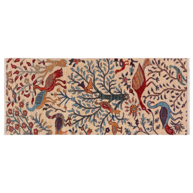 Beautiful Ziegler Beige/Blue Wool Runner Rug- 2'0'' X 4'11'' For Sale - Image 9 of 10