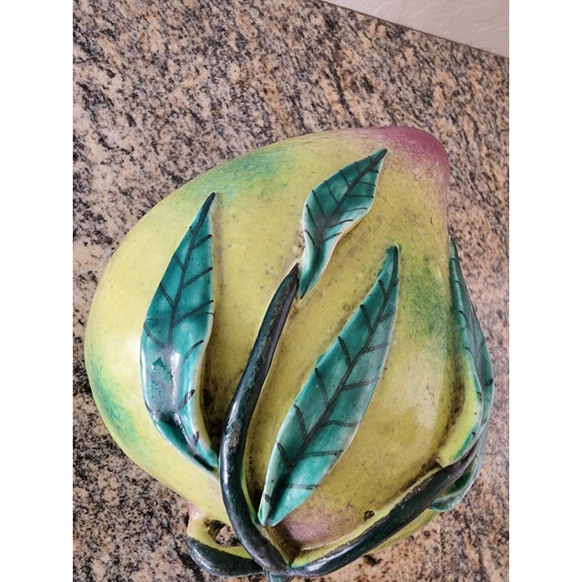 Large Vintage Chinese Green and Pink Glazed Ceramic Peach Altar Fruit For Sale In Phoenix - Image 6 of 10