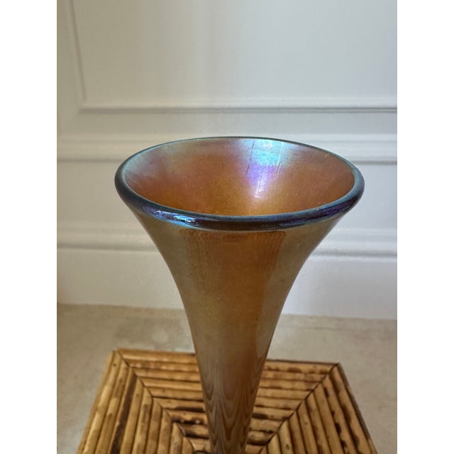 1990s Steven Lundberg Art Glass Vase With Patinaed Bronze Base For Sale - Image 11 of 18