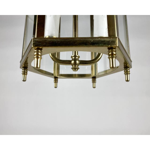 1980s Vintage Glass and Brass Entry Hall Pendant, 1980s For Sale - Image 5 of 9