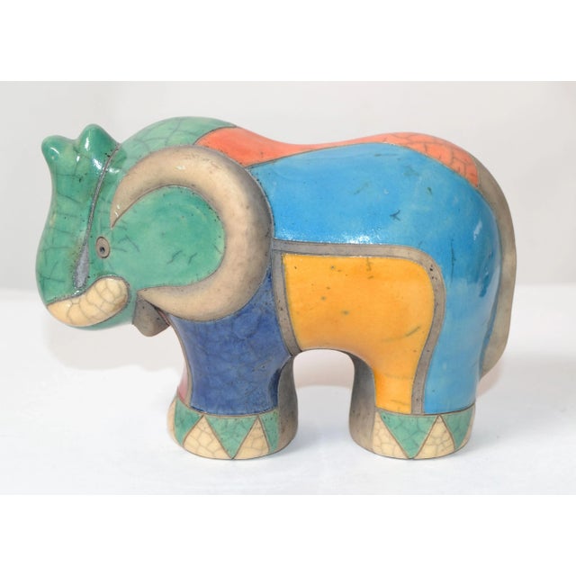1970s 1970 Italian Luca CL Marked Colorful Ceramic Elephant Sculpture For Sale - Image 5 of 13