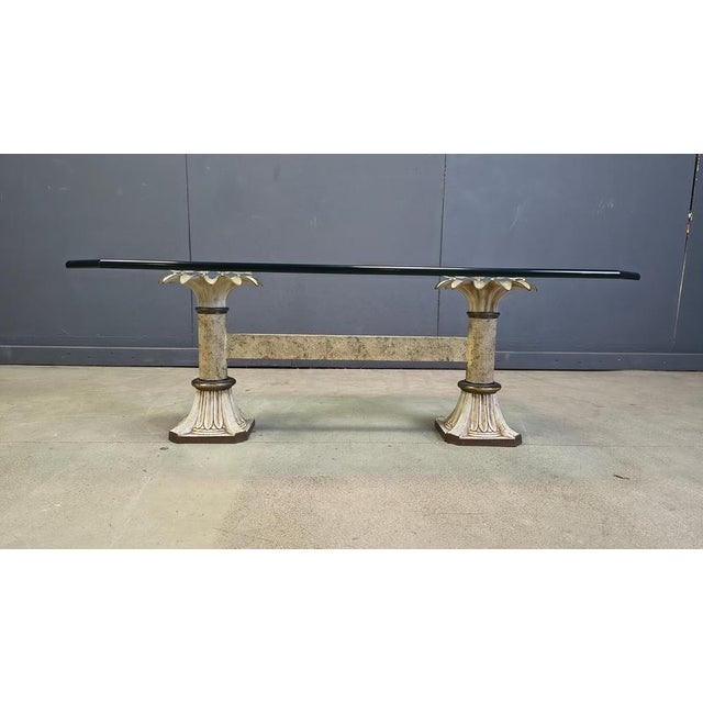 Vintage Cast Iron and Glass Flower Coffee Table, 1960s For Sale - Image 6 of 10