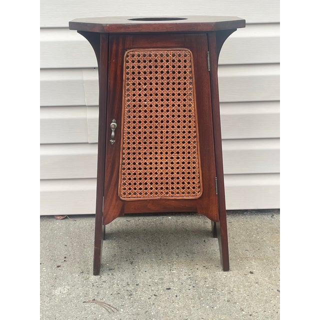 Antique Signed Arts & Crafts Mixed Elements Smoke Stand Cabinet For Sale - Image 9 of 11