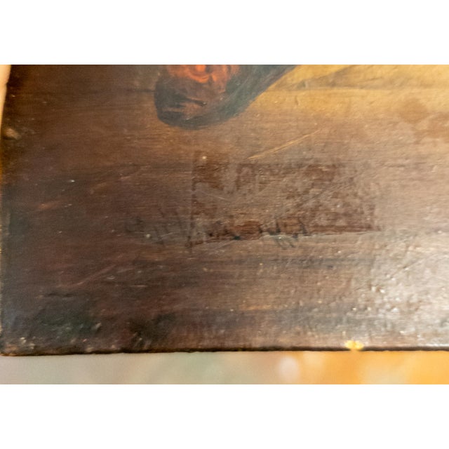 19th Century Dutch Interior Tavern Genre Scene Painting With Monk and Musician For Sale - Image 9 of 11