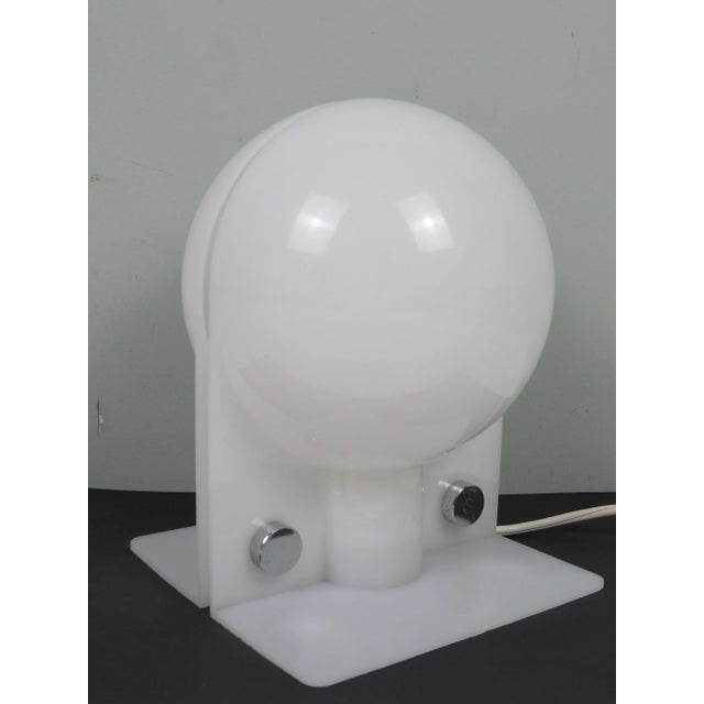 Plastic Italian Space Age Sirio Lamp in White Acrylic with Chrome Details by Sergio Brazzoli for Guzzini, 1970s For Sale - Image 7 of 7