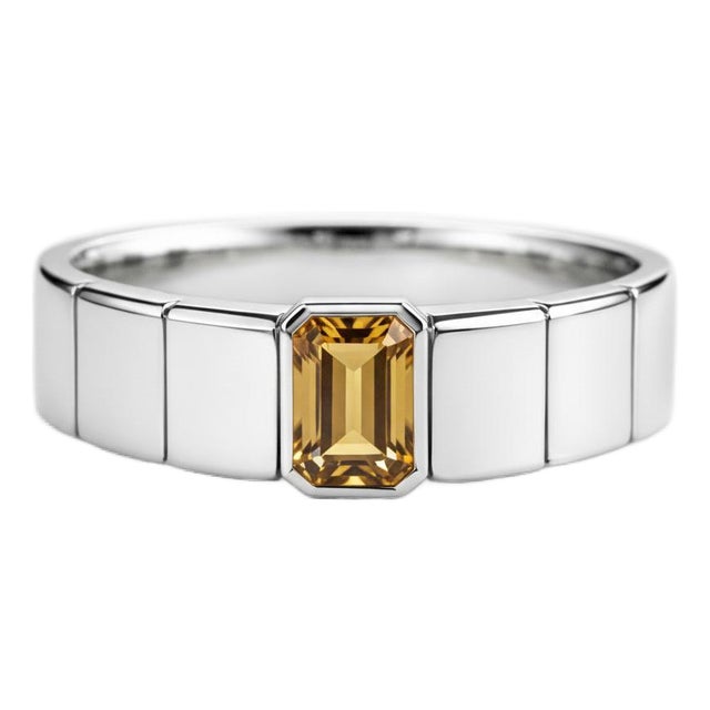 Citrine Solitaire Ring for Men Silver, Gold, Size 10 For Sale