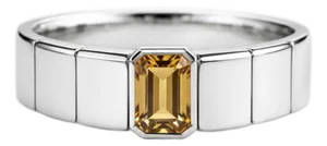 Citrine Solitaire Ring for Men Silver, Gold, Size 10