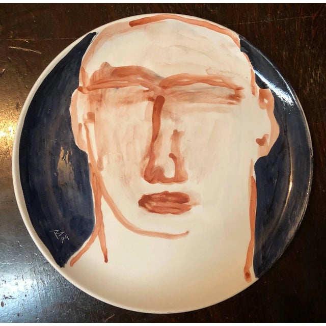 Painted face plate wall hanging. (not positive if it is porcelain or ceramic) Luigi Benzoni, 1956- Italian artist known...