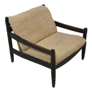 Vintage Lounge Chair in Wool by Carl Straub, 1960s For Sale