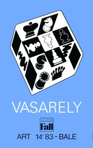 1983 Vasarely "Chess Blue" Silkscreen Poster