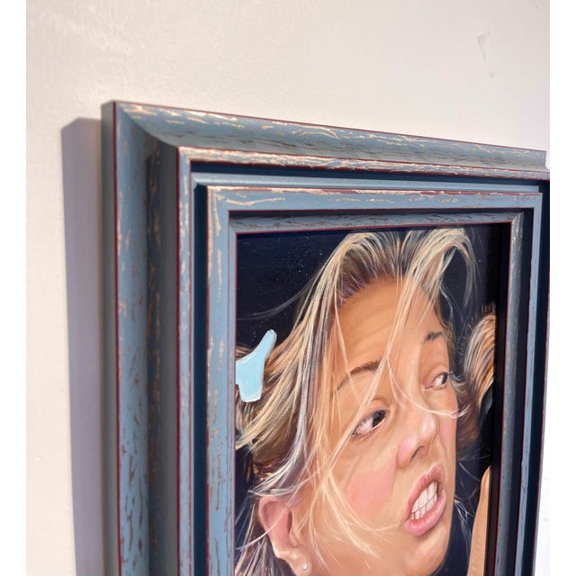 Contemporary Untitled by Sharon Pomales Tousey | Oil on panel Portrait of a woman with expressive features. For Sale - Image 3 of 5