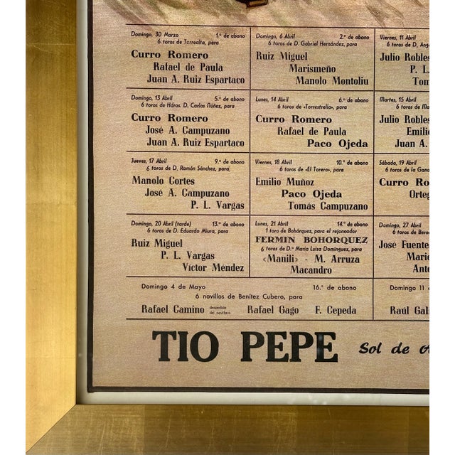 1980s 1986 Plaza De Toros De Sevilla Bullfight Poster – Fiestas Primaverales, Tío Pepe Advertisement – Framed For Sale - Image 5 of 8
