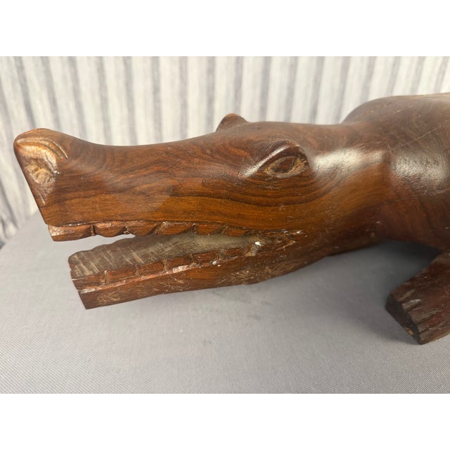 Large Hand Carved Dark Wood Alligator or Crocodile For Sale In Palm Springs - Image 6 of 8