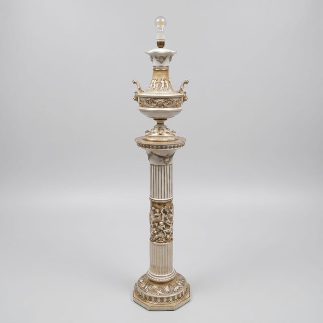 Vintage Italian Ceramic Column Lamp from Capodimonte, 1970 For Sale - Image 14 of 14