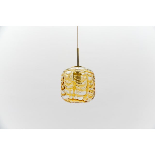 Mid-Century Modern Yellow Murano Glass Ball Pendant Lamp from Doria Leuchten, 1960s For Sale - Image 3 of 8