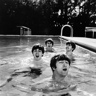Beatles in Pool Black and White Photograph For Sale