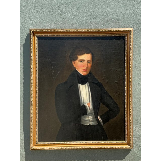 Coffee Vintage Framed Classical Gentleman Portrait For Sale - Image 8 of 12
