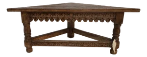 Low Beautifully Carved Wood Corner Table