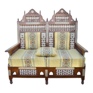 Early 20th-Century Handcrafted Moorish Mother-Of-Pearl Settee