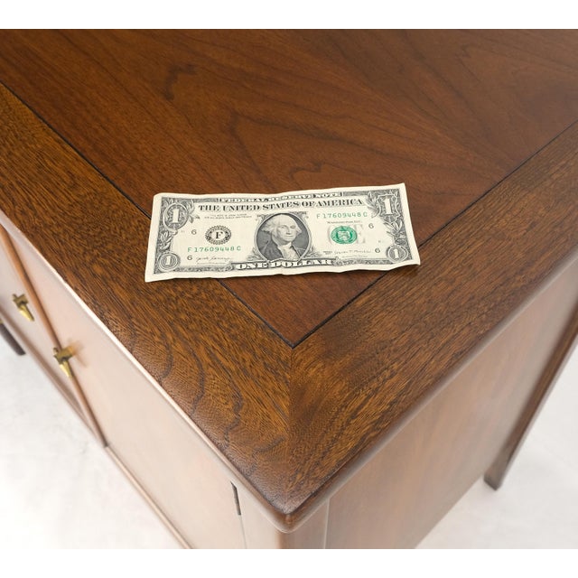 Wood Turned Legs Two Doors Fitted Drawers Diamond Inlay Brass Hardware Bachelor Chest For Sale - Image 7 of 15