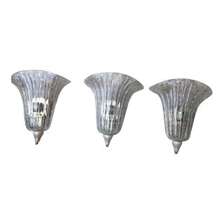 1980s Barovier & Toso Murano Glass Sconces - Set of 3 For Sale