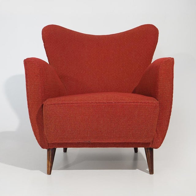 Red Lounge Chairs with Cone-Shaped Feet, 1950s, Set of 2 For Sale - Image 9 of 15