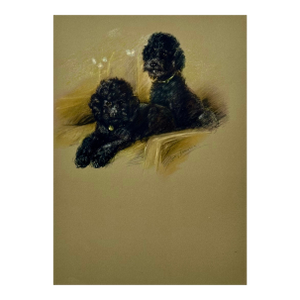 Black Poodle Dogs by Lucy Dawson, 1946