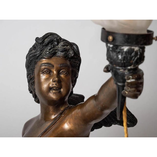 Large Bronze Statue of Cupids Carrying a Torch For Sale - Image 15 of 18