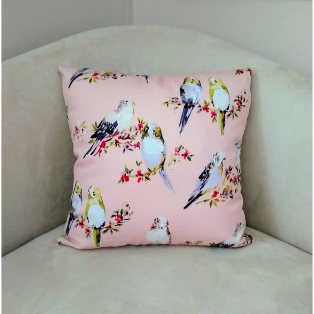 French Cottage Lovebirds Accent Pillow For Sale In Chicago - Image 6 of 6